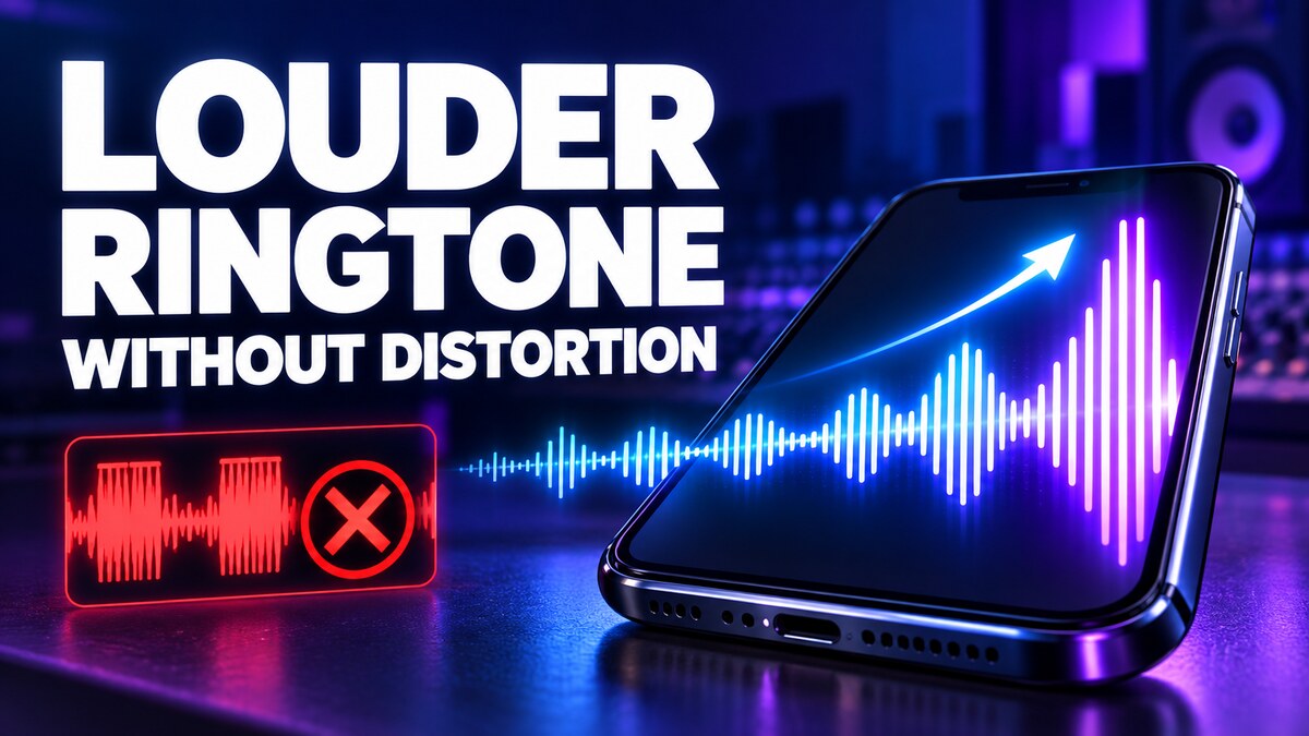 Louder MP3 ringtone without distortion illustrated with a clean waveform