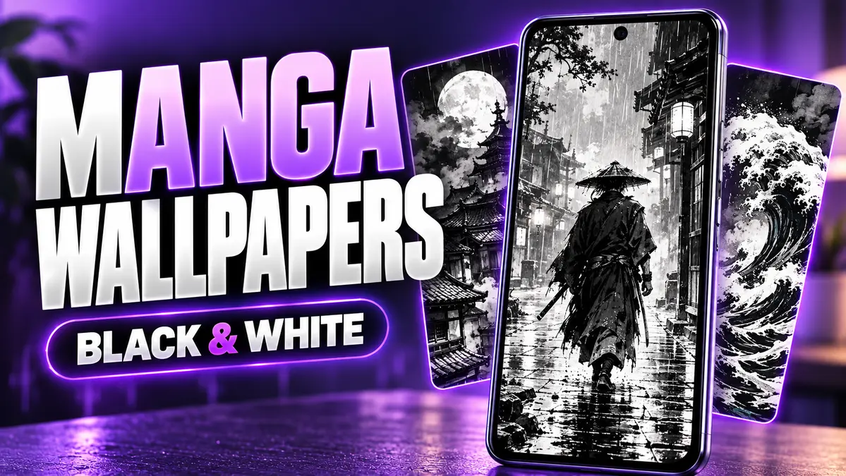 Black and White Manga Wallpaper Ideas for Your Phone — illustrated phone preview
