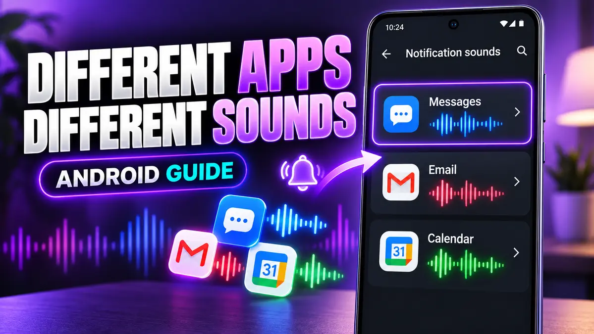 Set Different Notification Sounds for Apps on Android — illustrated phone preview