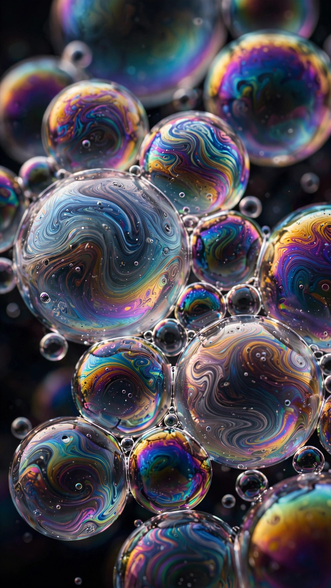 Iridescent soap bubbles in extreme macro