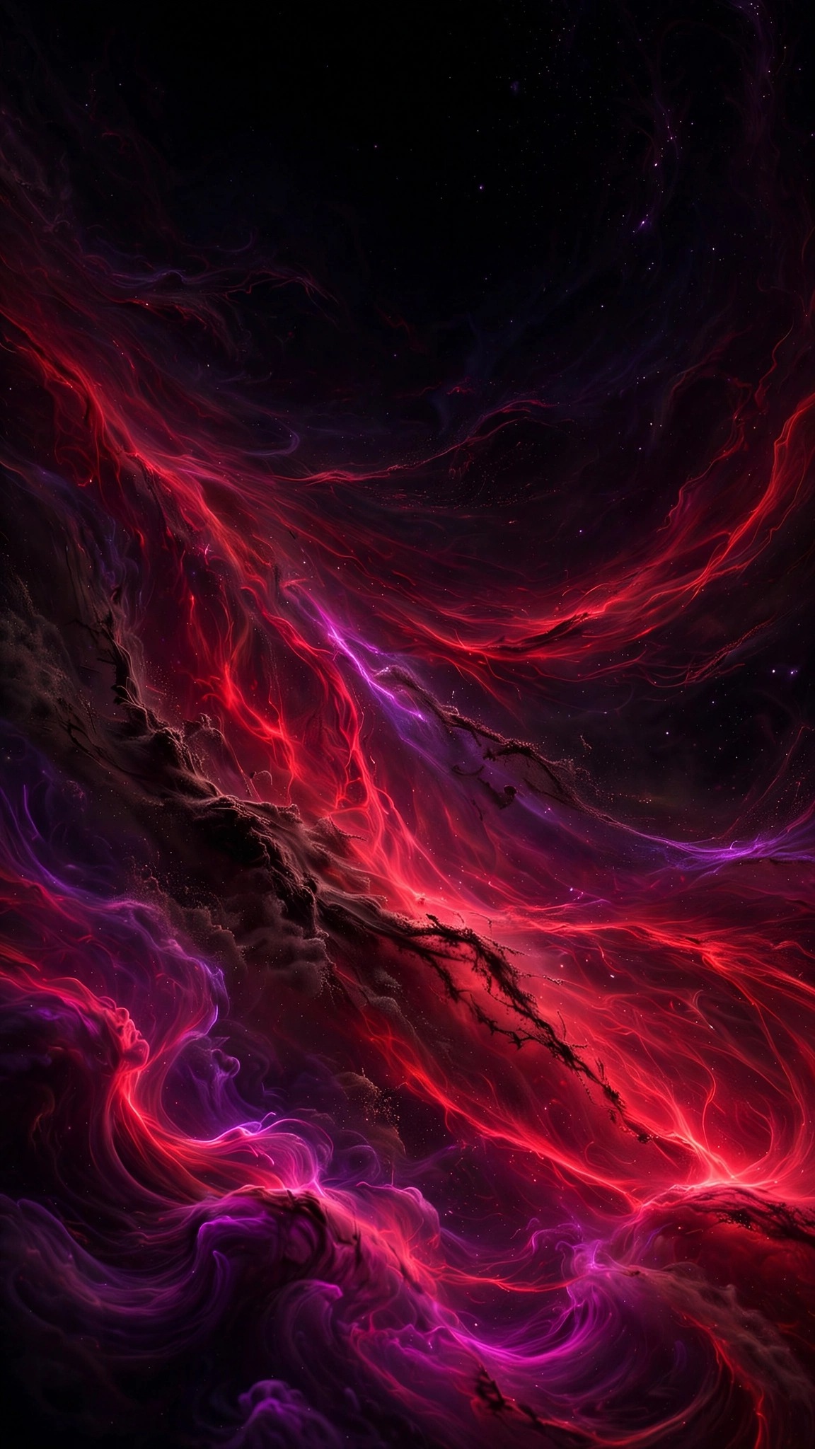 crimson nebula filaments abstract wallpaper