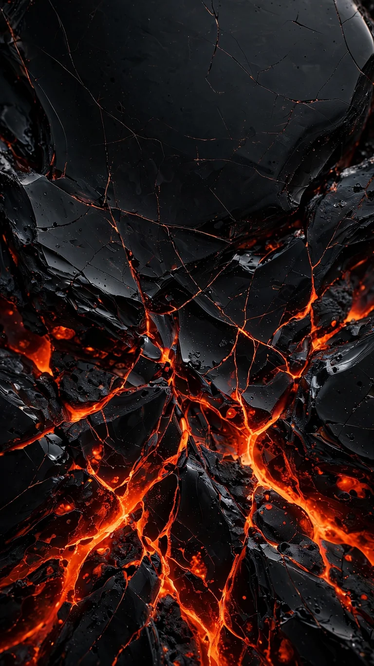 volcanic obsidian ember cracks abstract wallpaper