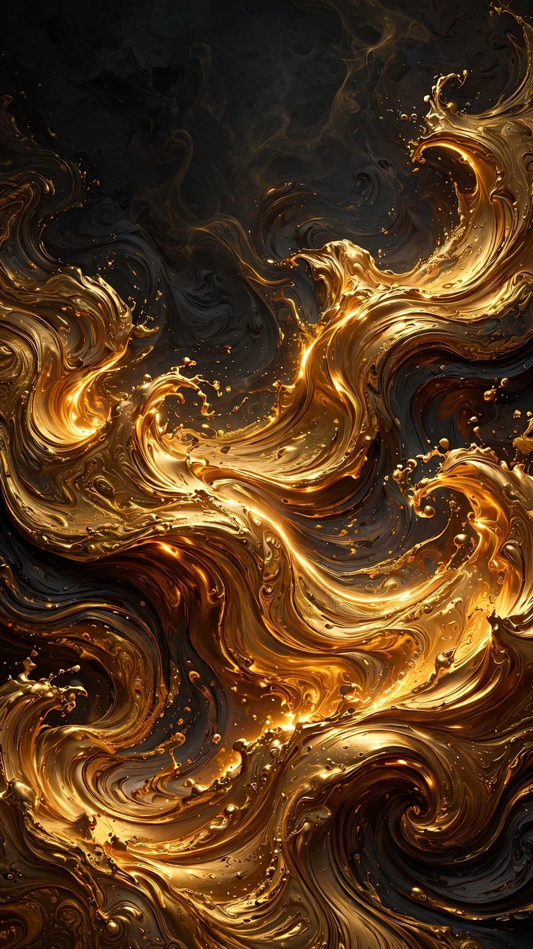 molten gold waves abstract wallpaper