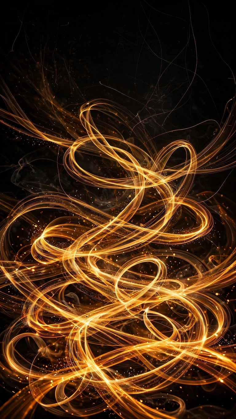 golden light painting threads abstract wallpaper