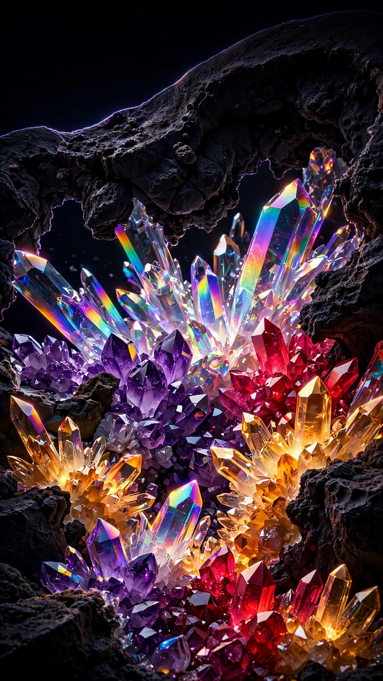 rainbow crystal geode abstract wallpaper