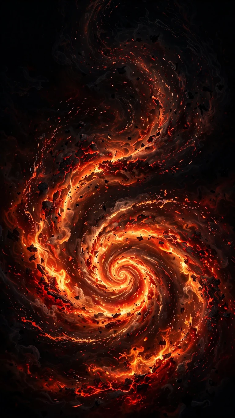 ember galaxy fire vortex swirl wallpaper