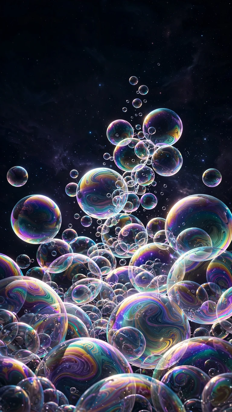 iridescent bubbles in a starry cosmos wallpaper