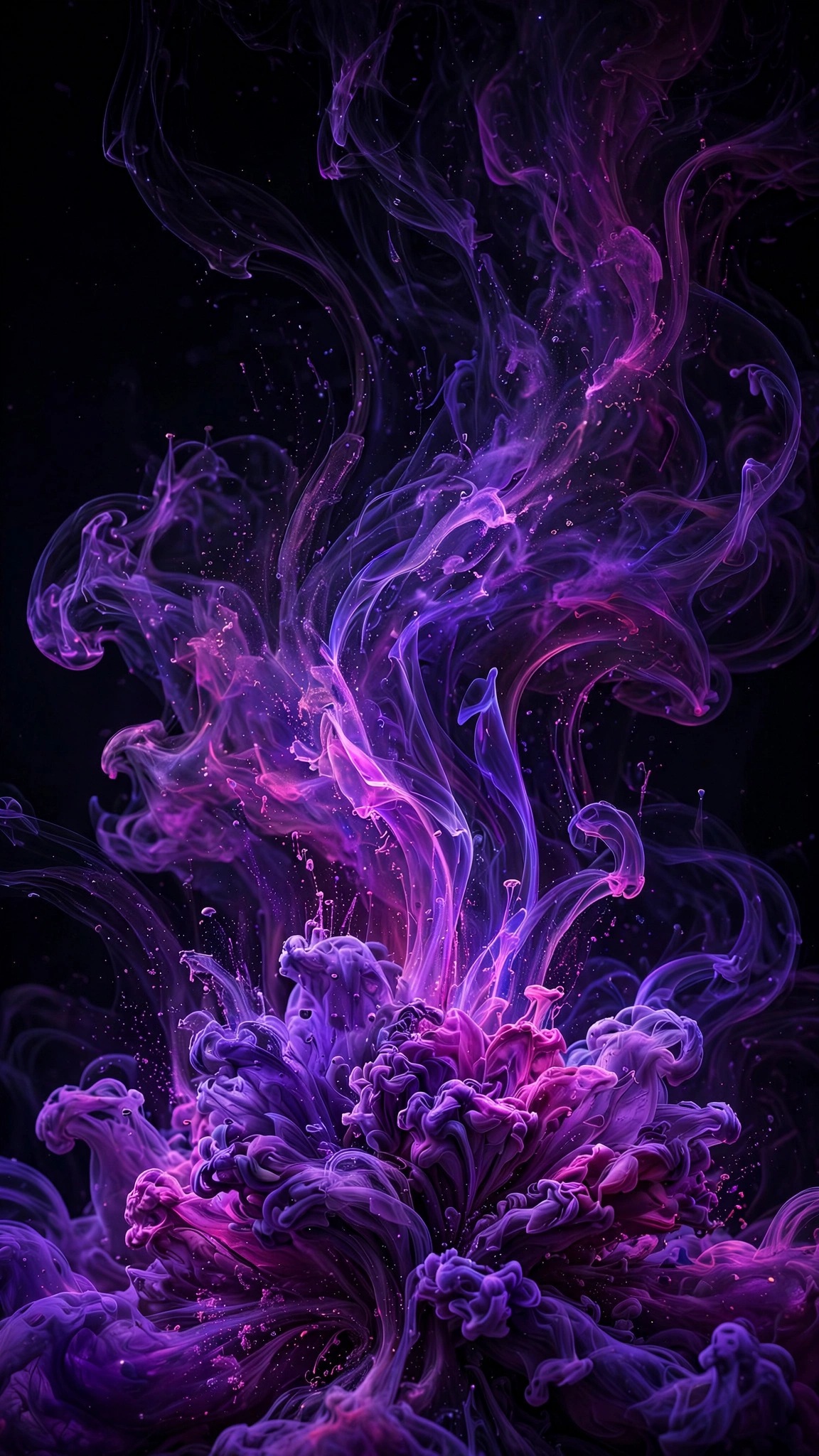 midnight violet ink bloom in dark water wallpaper