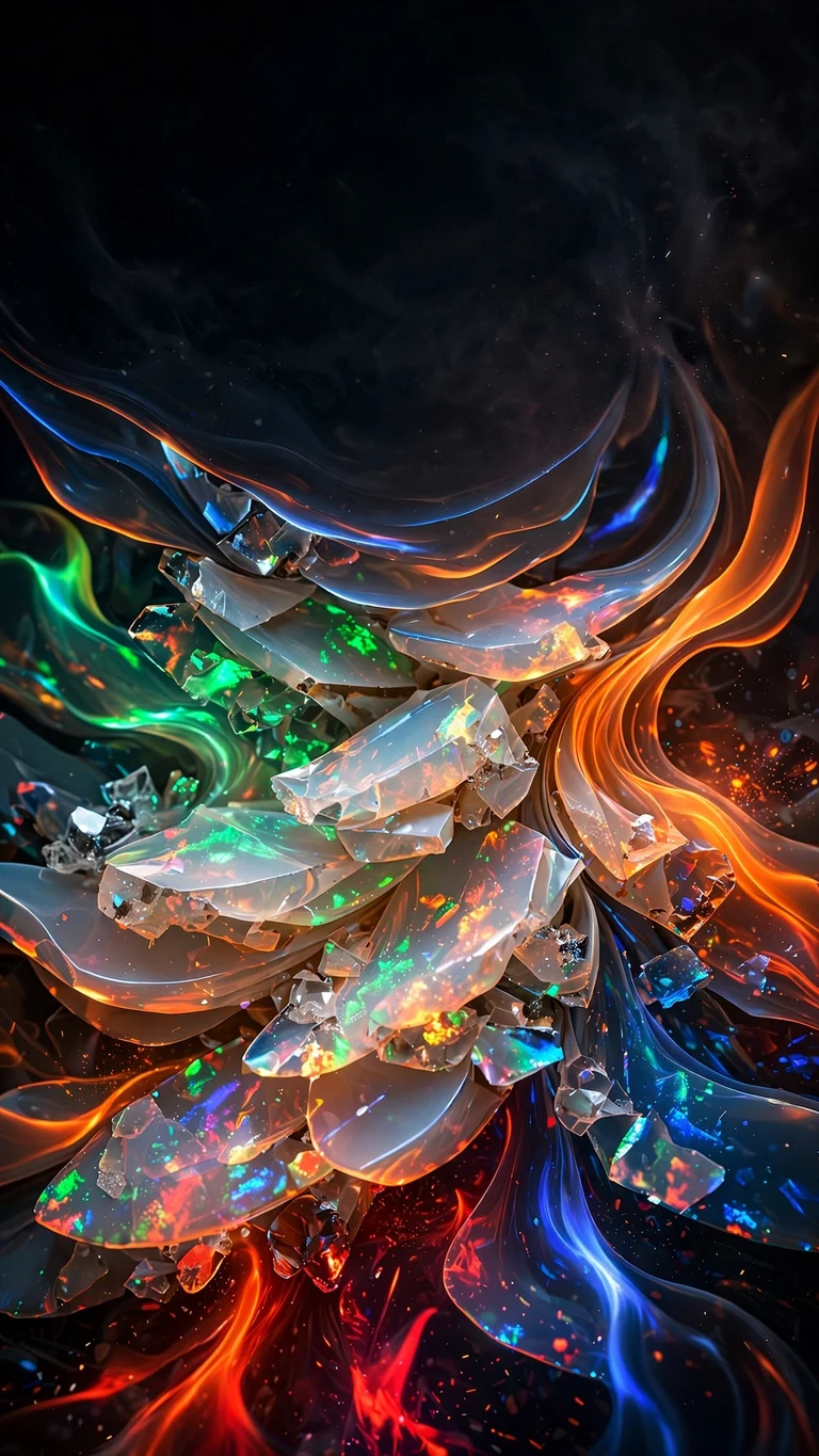 iridescent opal crystal fire wallpaper
