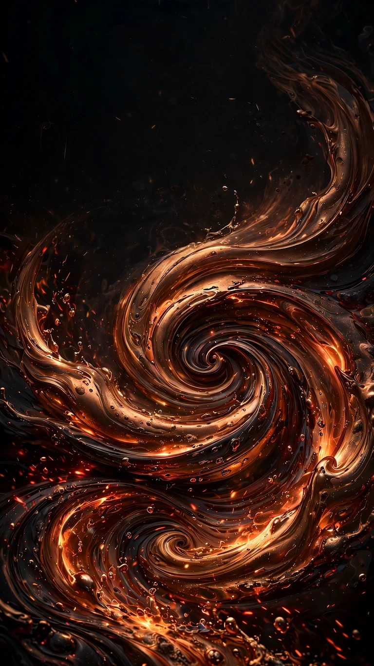 Molten Bronze Swirl, vertical abstract phone wallpaper