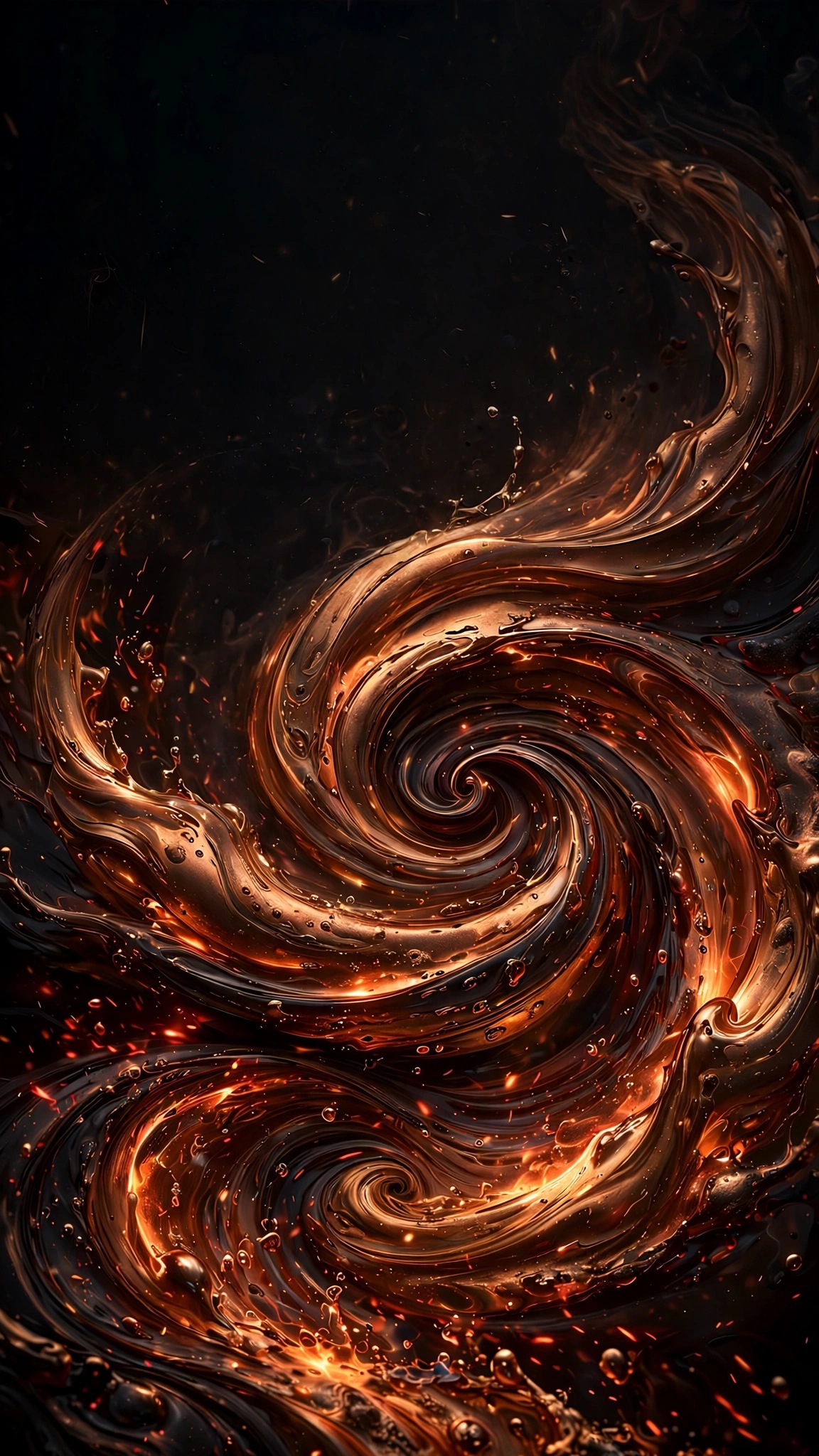 Molten Bronze Swirl, vertical abstract phone wallpaper