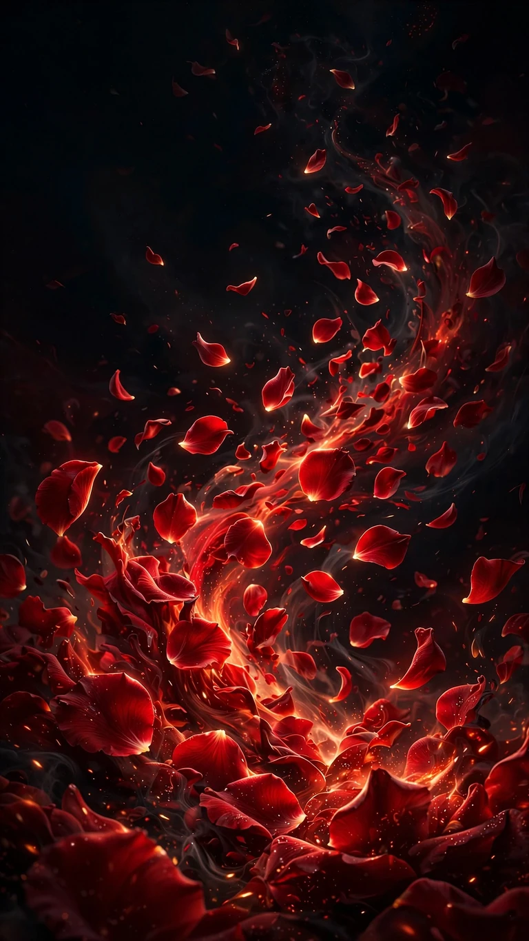 Rose Petal Storm, vertical abstract phone wallpaper