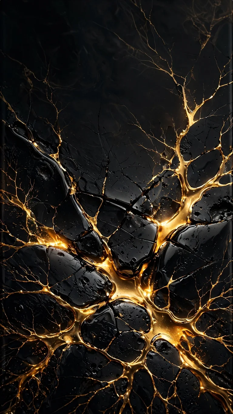 Golden Kintsugi Ceramic Cracks abstract phone wallpaper