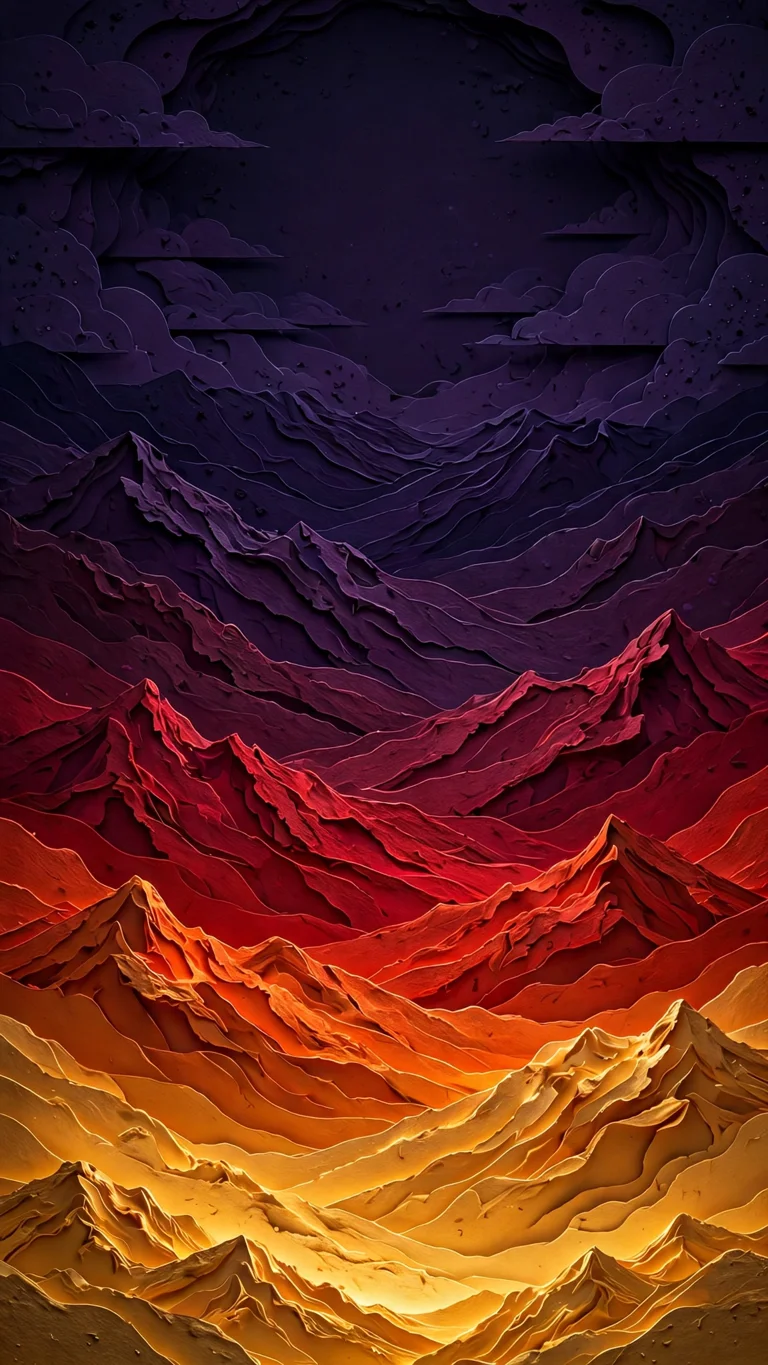 Layered Paper Cut Mountains abstract phone wallpaper