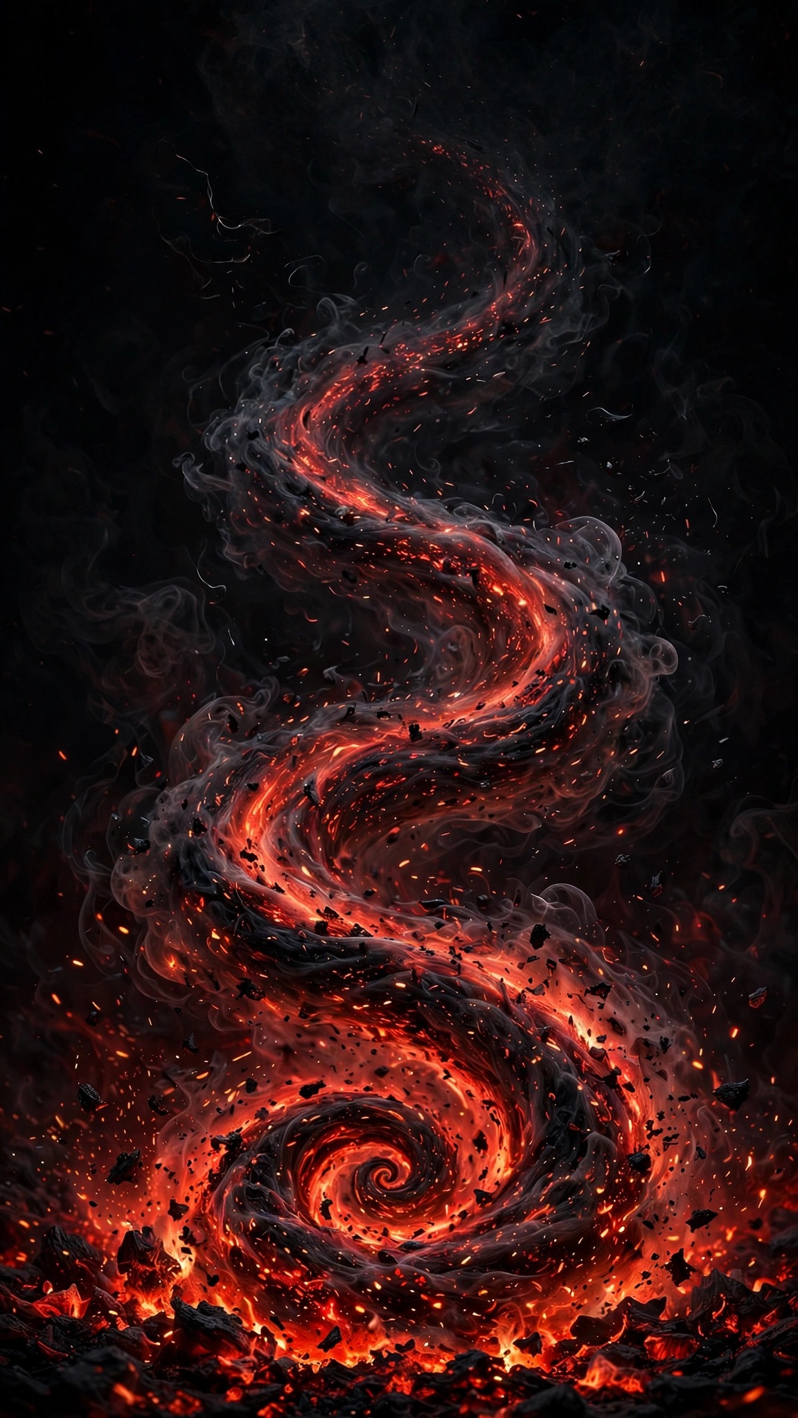 Crimson Ember Ash Spiral - free phone wallpaper