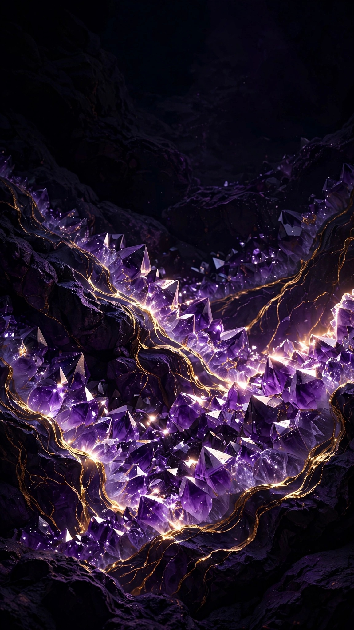 Prismatic Amethyst Geode Veins - free phone wallpaper