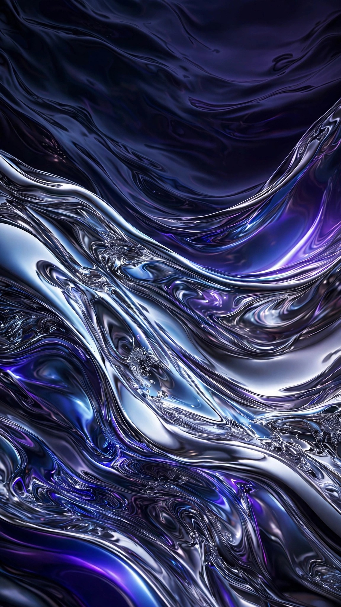Liquid Chrome Ripple Metal Abstract Wallpaper