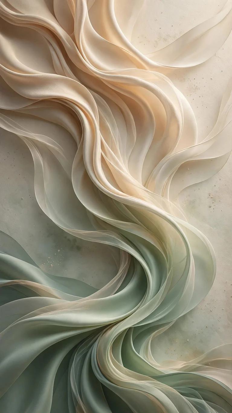 Minimalist beige and sage gradient waves abstract art