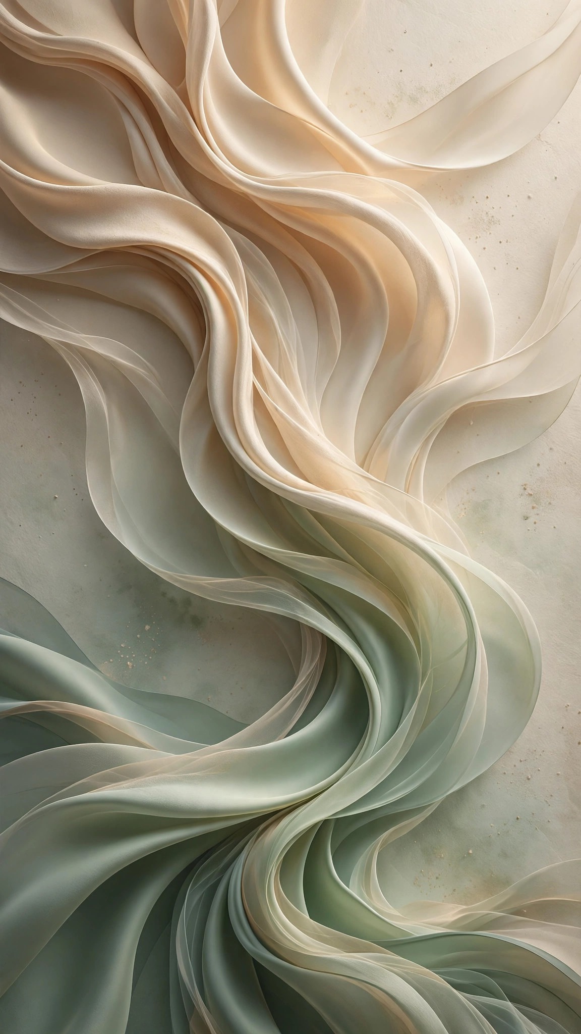 Minimalist beige and sage gradient waves abstract art