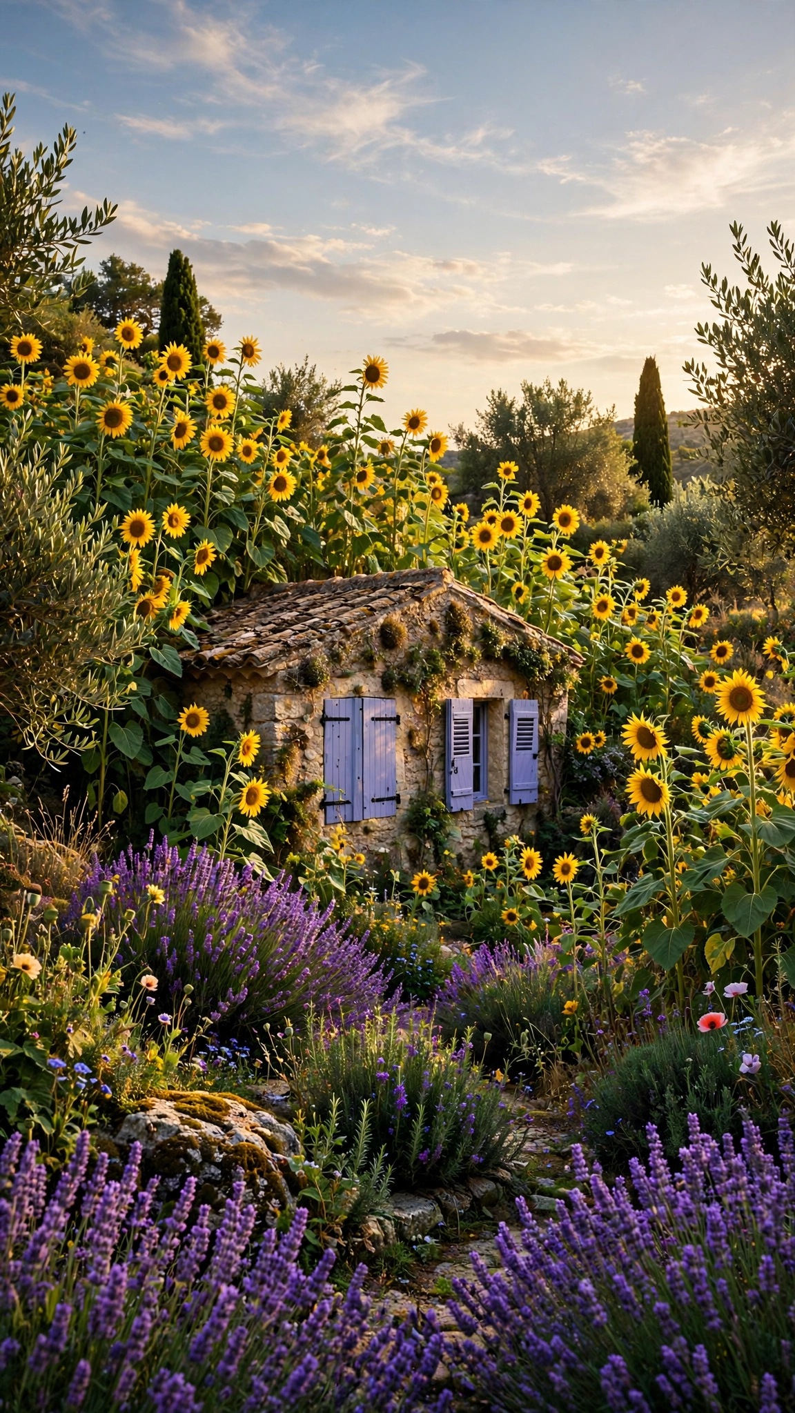Provence Sunflower Cottage - free phone wallpaper