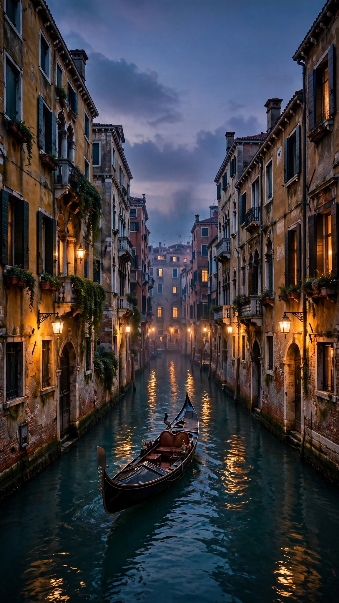 Venetian Canal Gondola at Dusk - free phone wallpaper