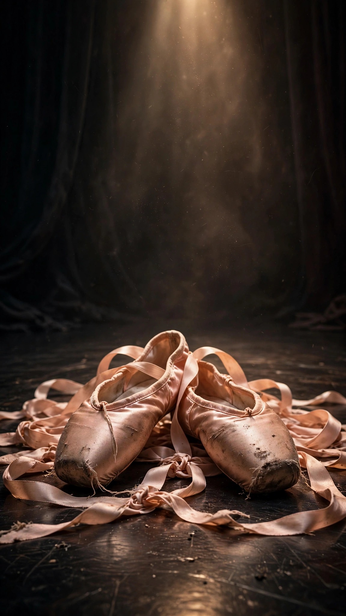 Ballet pointe shoes under a spotlight wallpaper