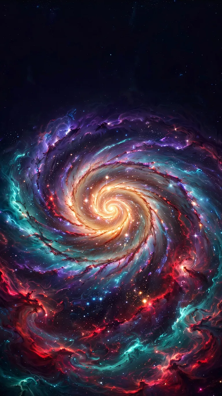 colorful spiral galaxy nebula swirling in deep black space