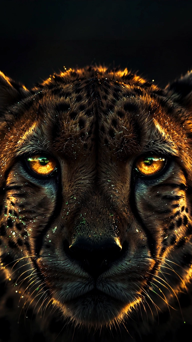 glowing cheetah eyes in darkness wallpaper