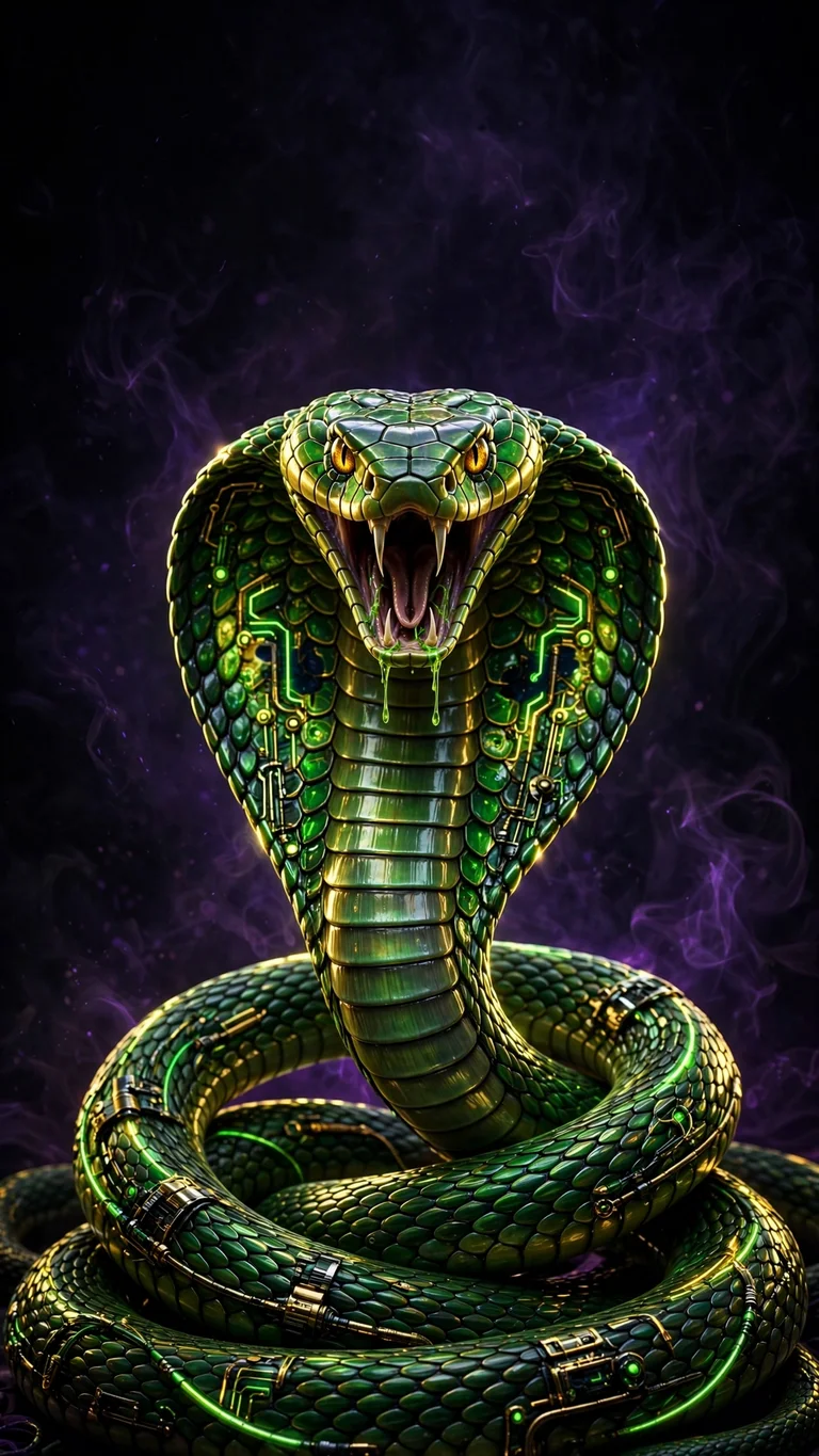 neon cobra in strike pose wallpaper