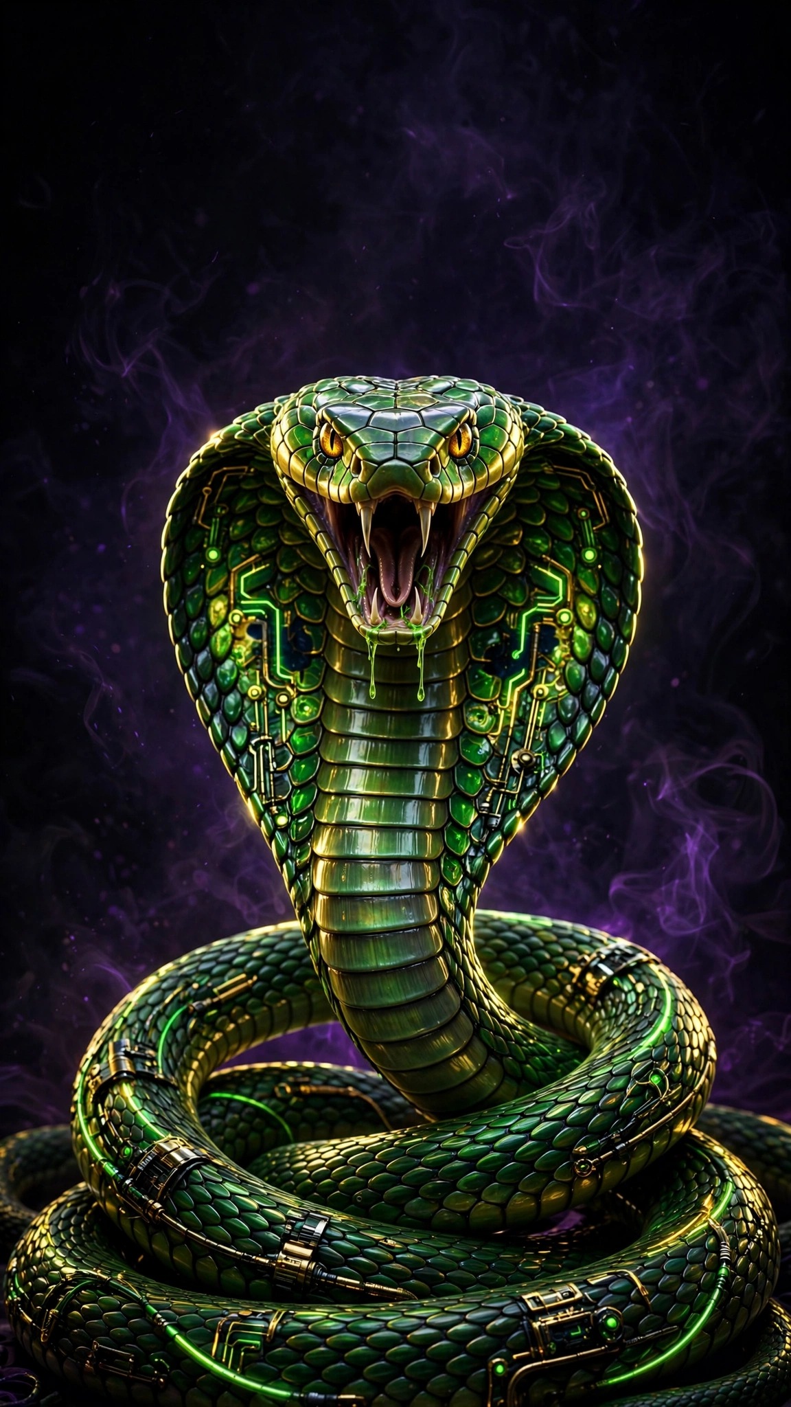 neon cobra in strike pose wallpaper