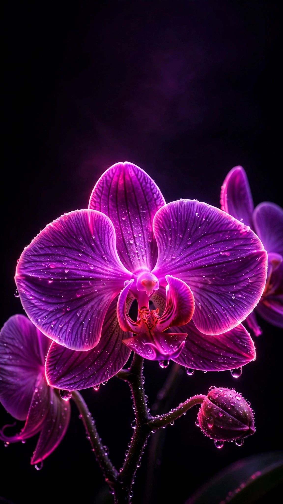 Neon Orchid Midnight Bloom Amoled Wallpaper