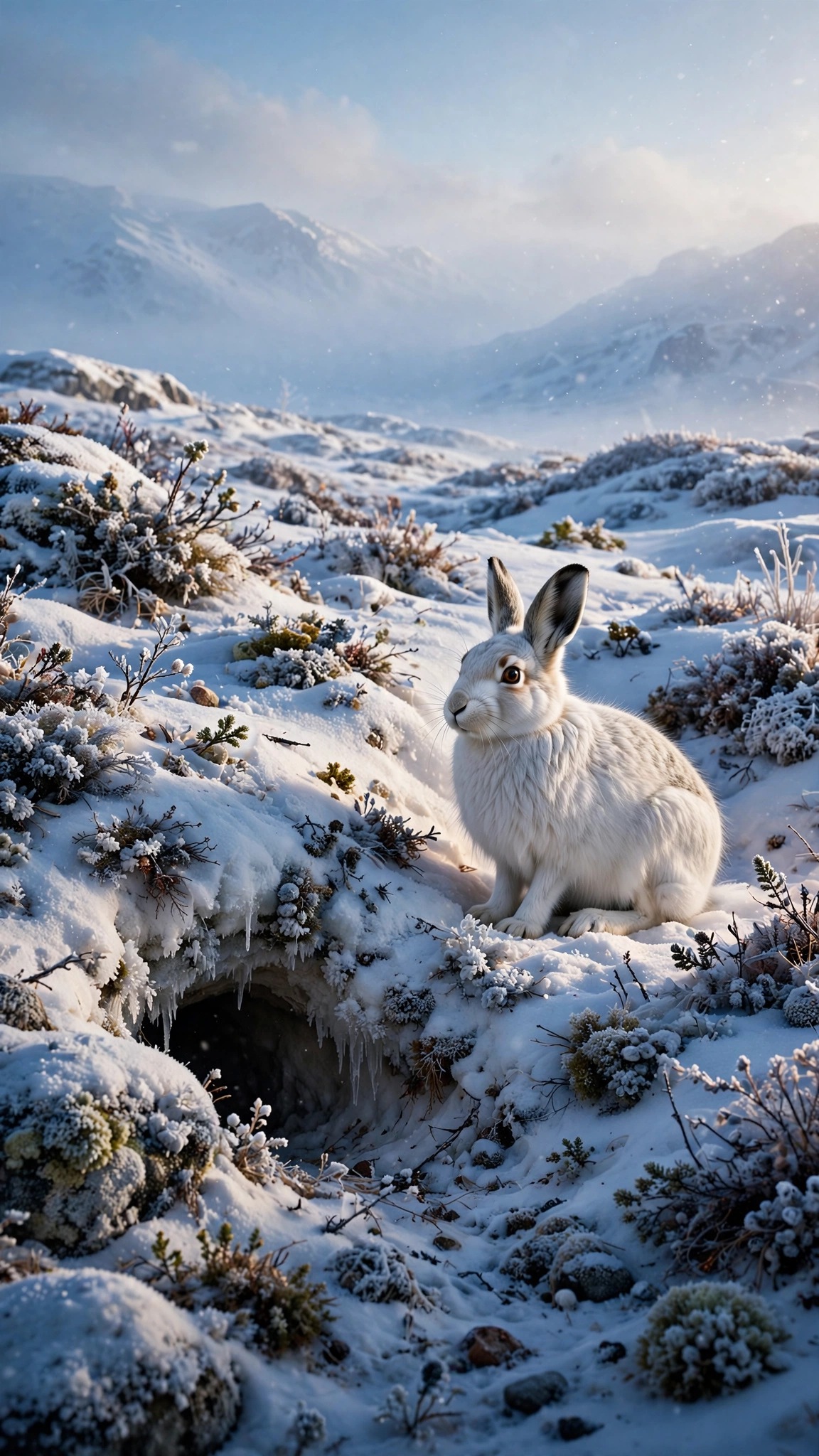 Arctic Hare in the Snow - free phone wallpaper