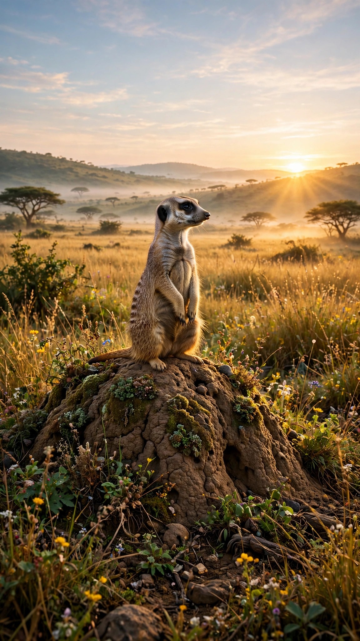 Meerkat Sentry on the Savanna - free phone wallpaper