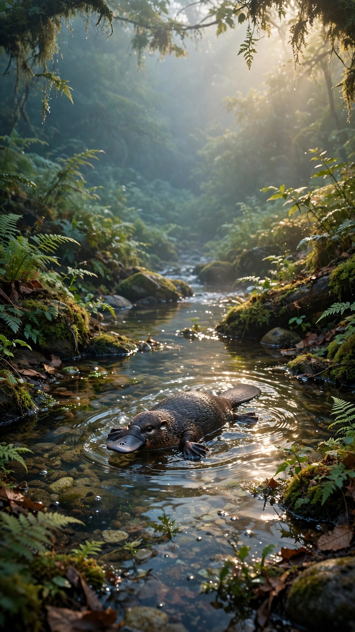 Platypus in a Creek at Dawn - free phone wallpaper