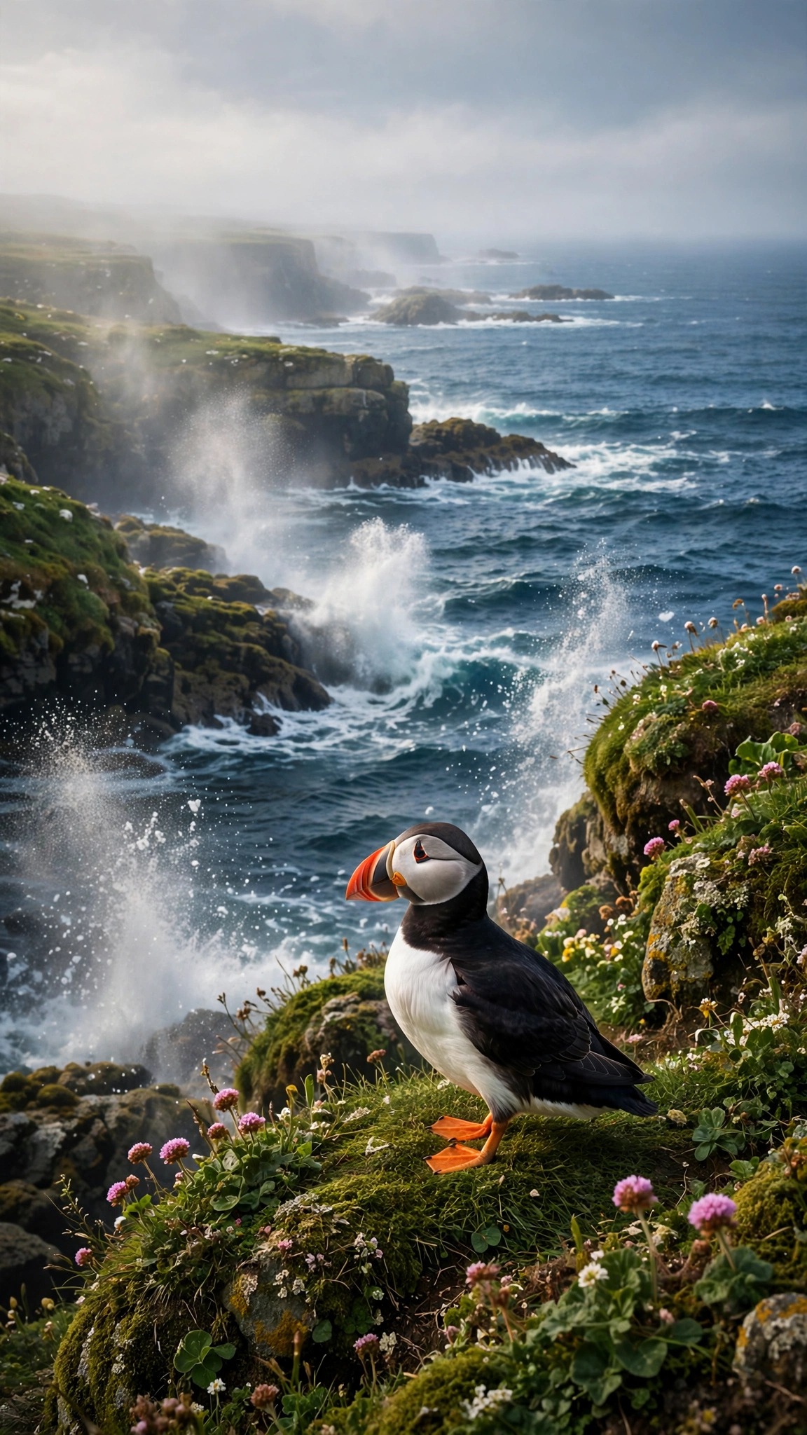 Puffin on a Sea Cliff - free phone wallpaper