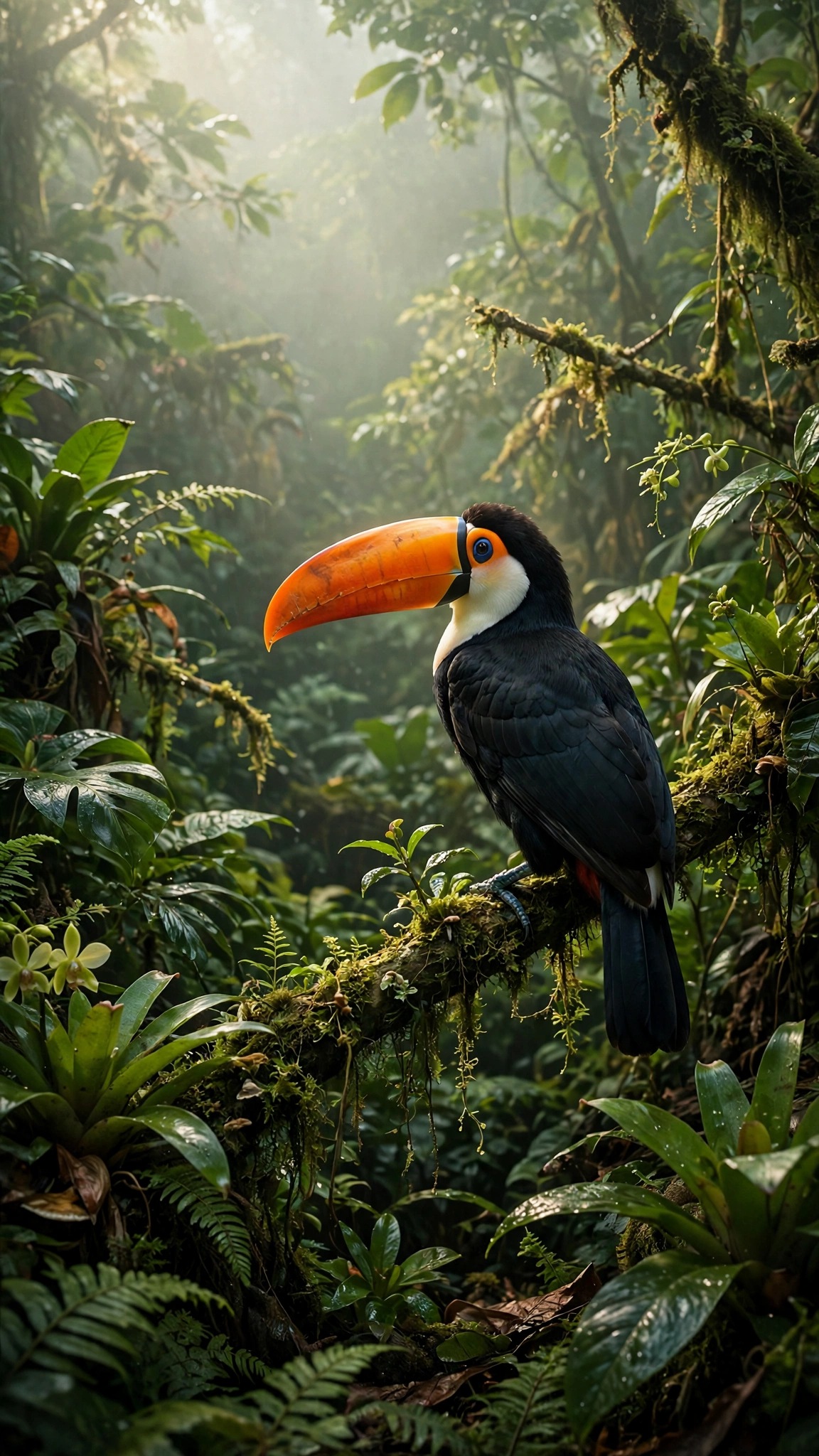 Toucan in the Rainforest Canopy - free phone wallpaper