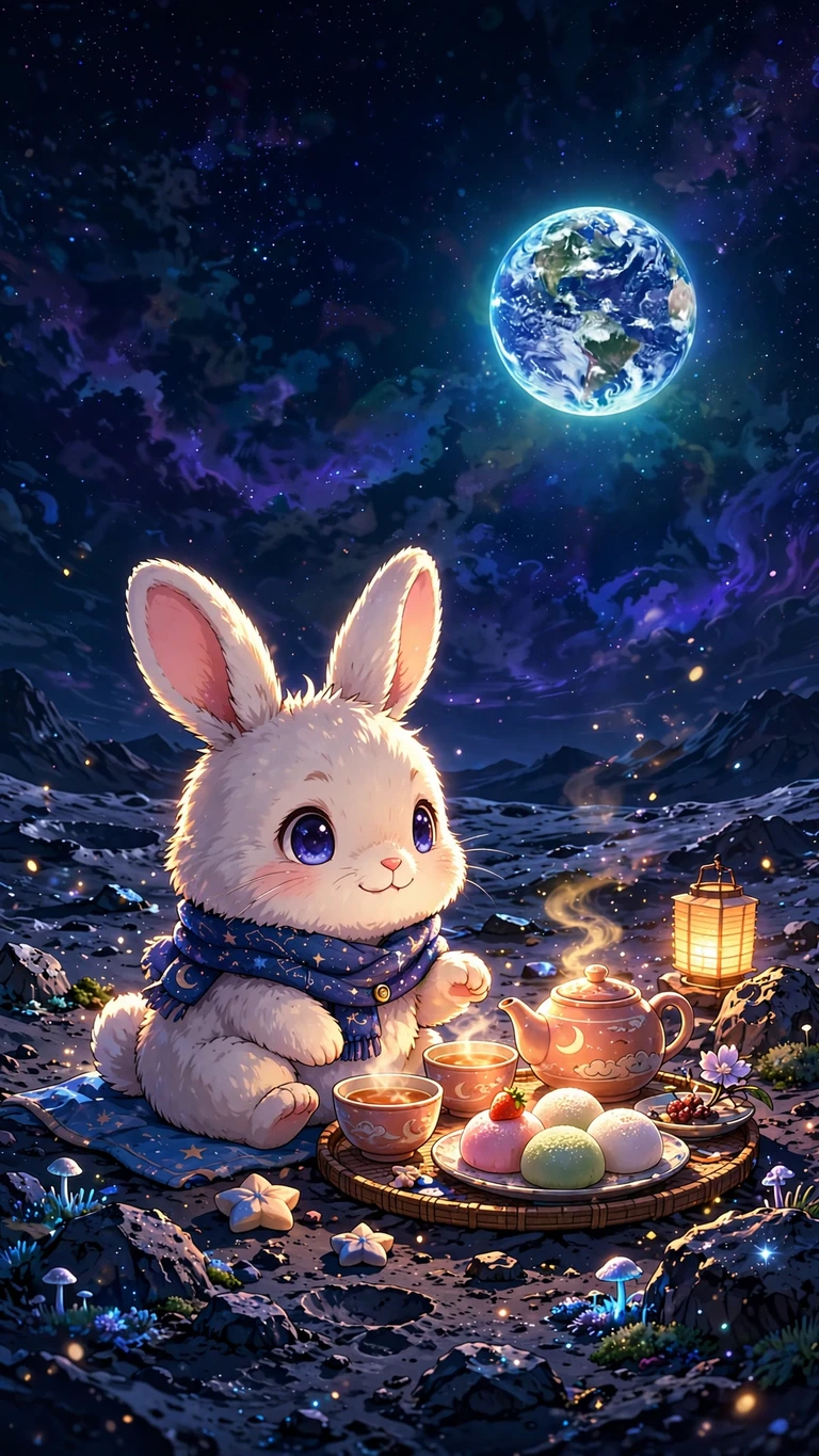 Moon Rabbit Tea Party, vertical anime phone wallpaper