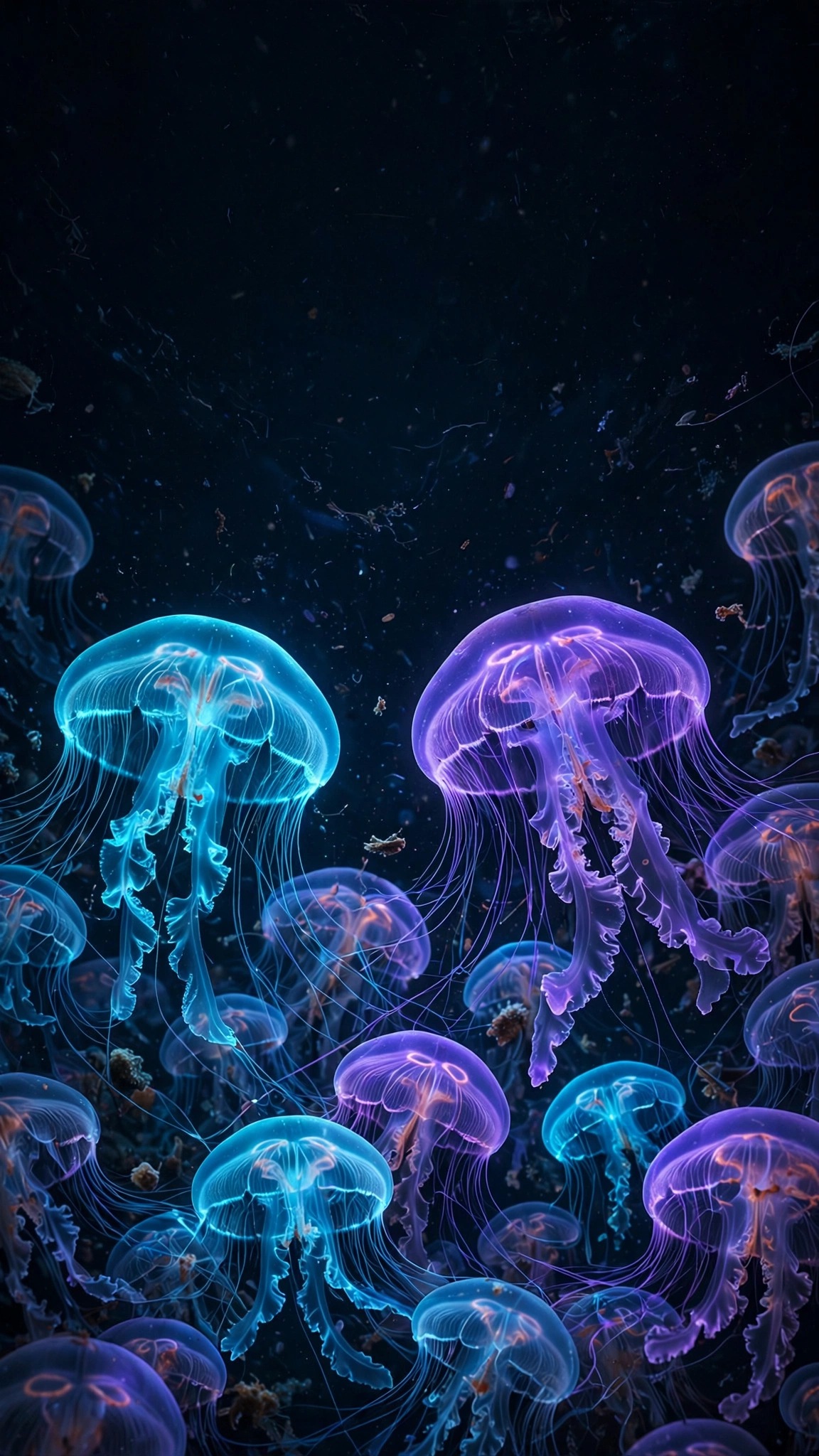 glowing jellyfish bloom dark wallpaper