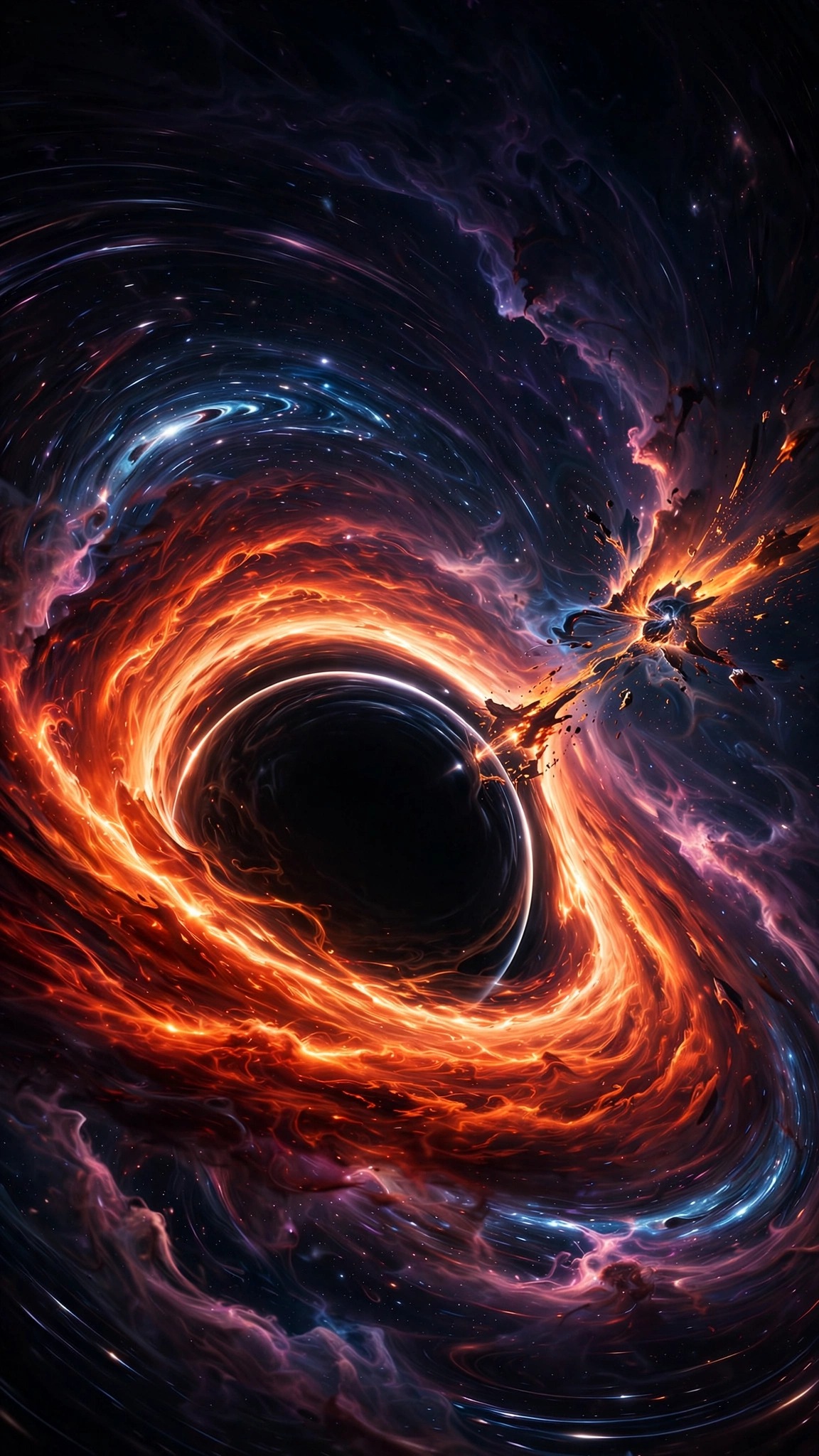 black hole with blazing accretion disk dark wallpaper
