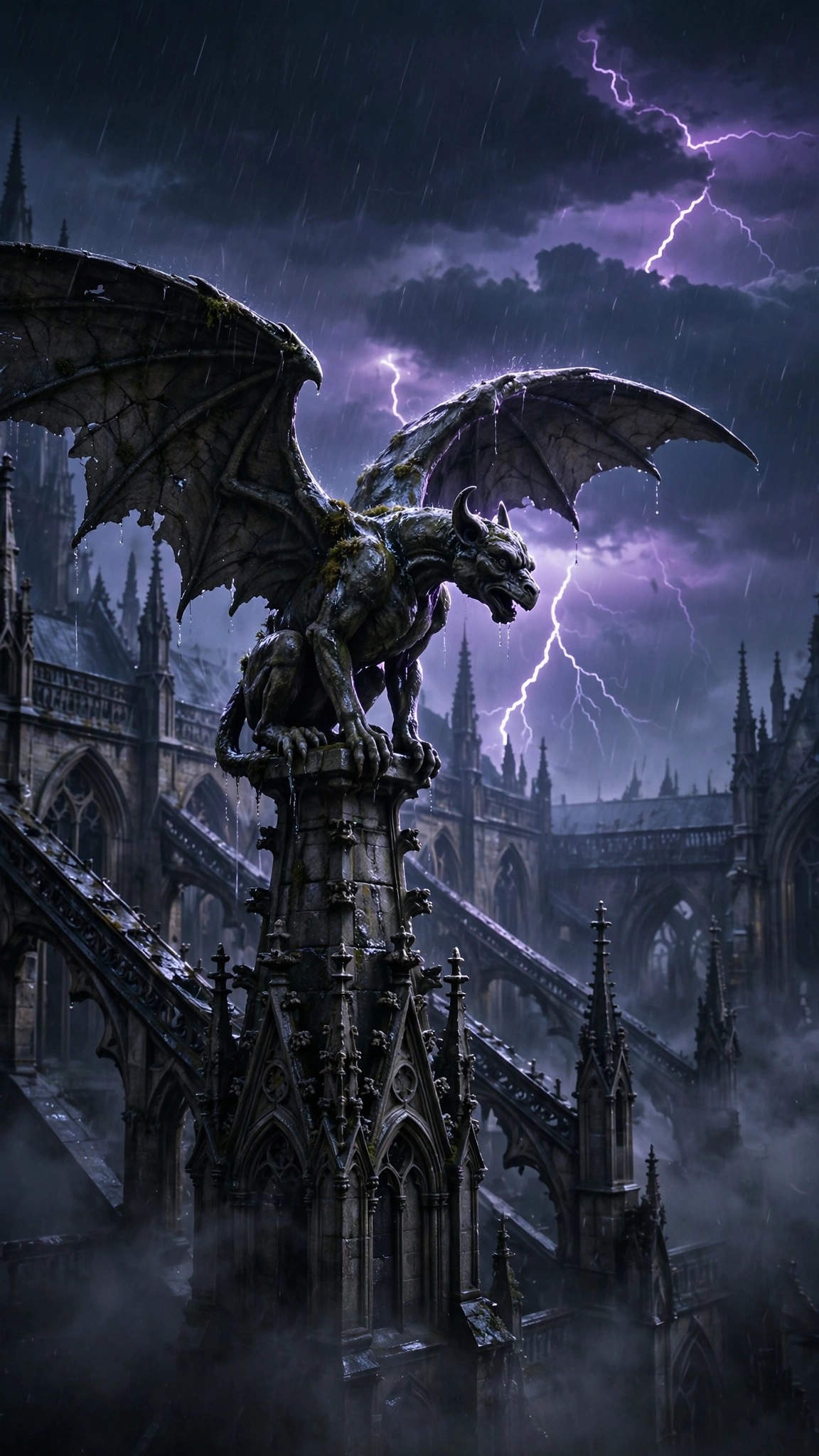 gargoyle on cathedral spire wallpaper