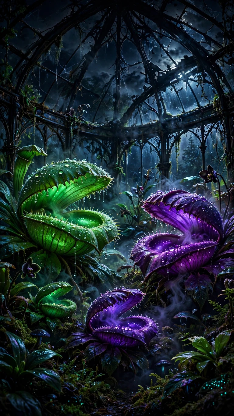 Gothic Greenhouse of Carnivorous Plants dark phone wallpaper