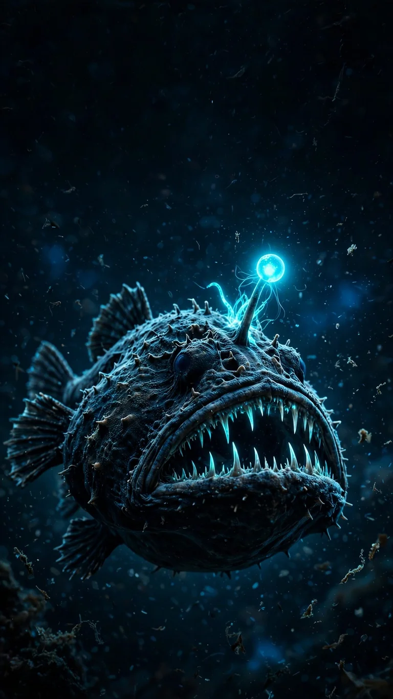Abyss Angler Lure Glow dark phone wallpaper
