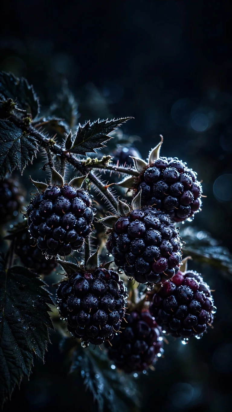Midnight Blackberries Dew Moon dark phone wallpaper