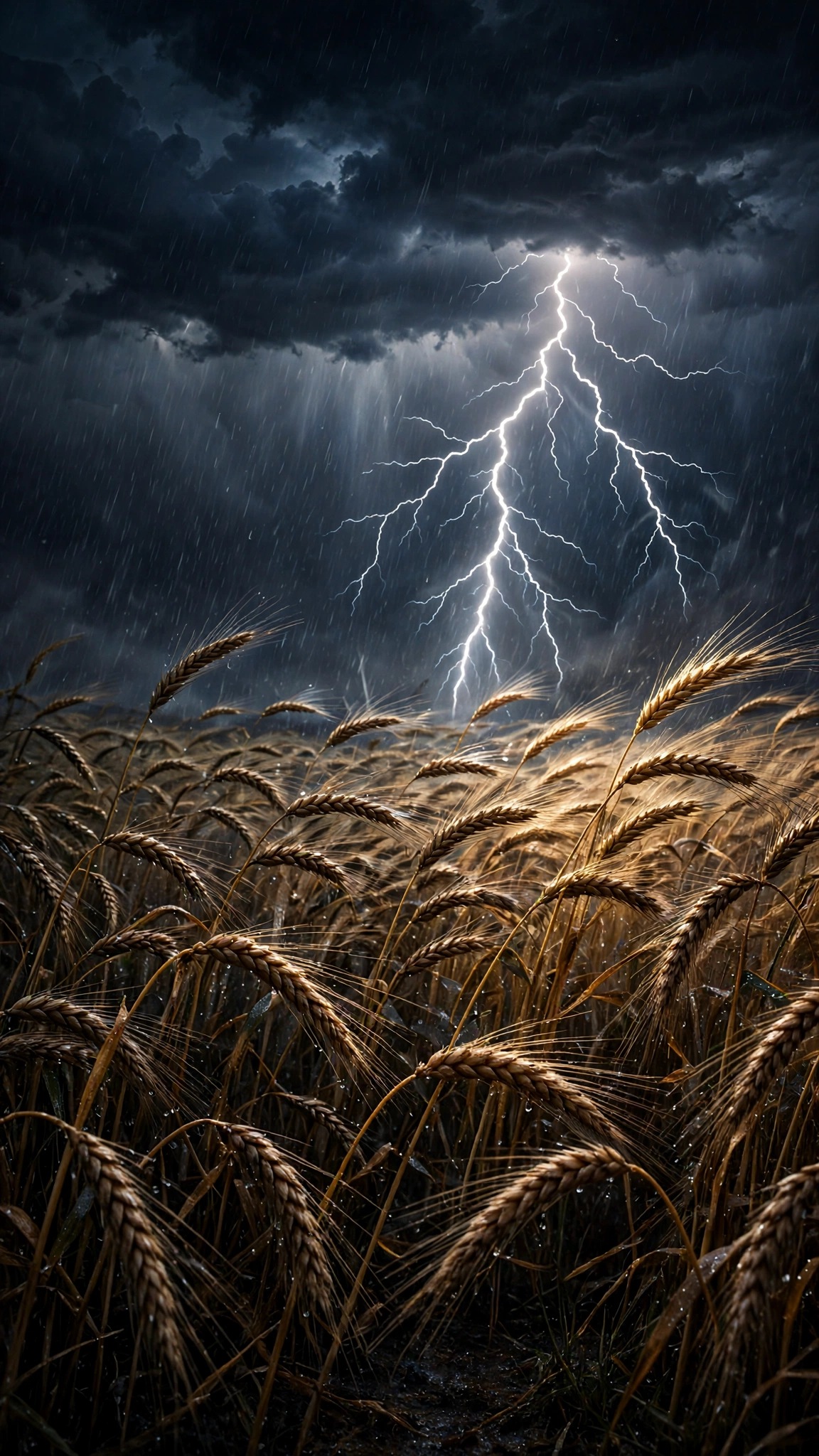 Midnight Storm Wheat Lightning dark phone wallpaper