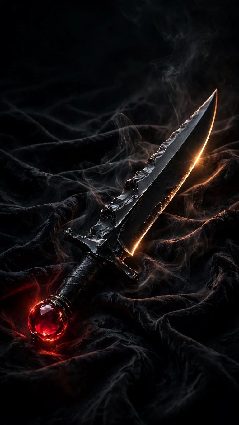 Obsidian Dagger Ruby Glow dark phone wallpaper
