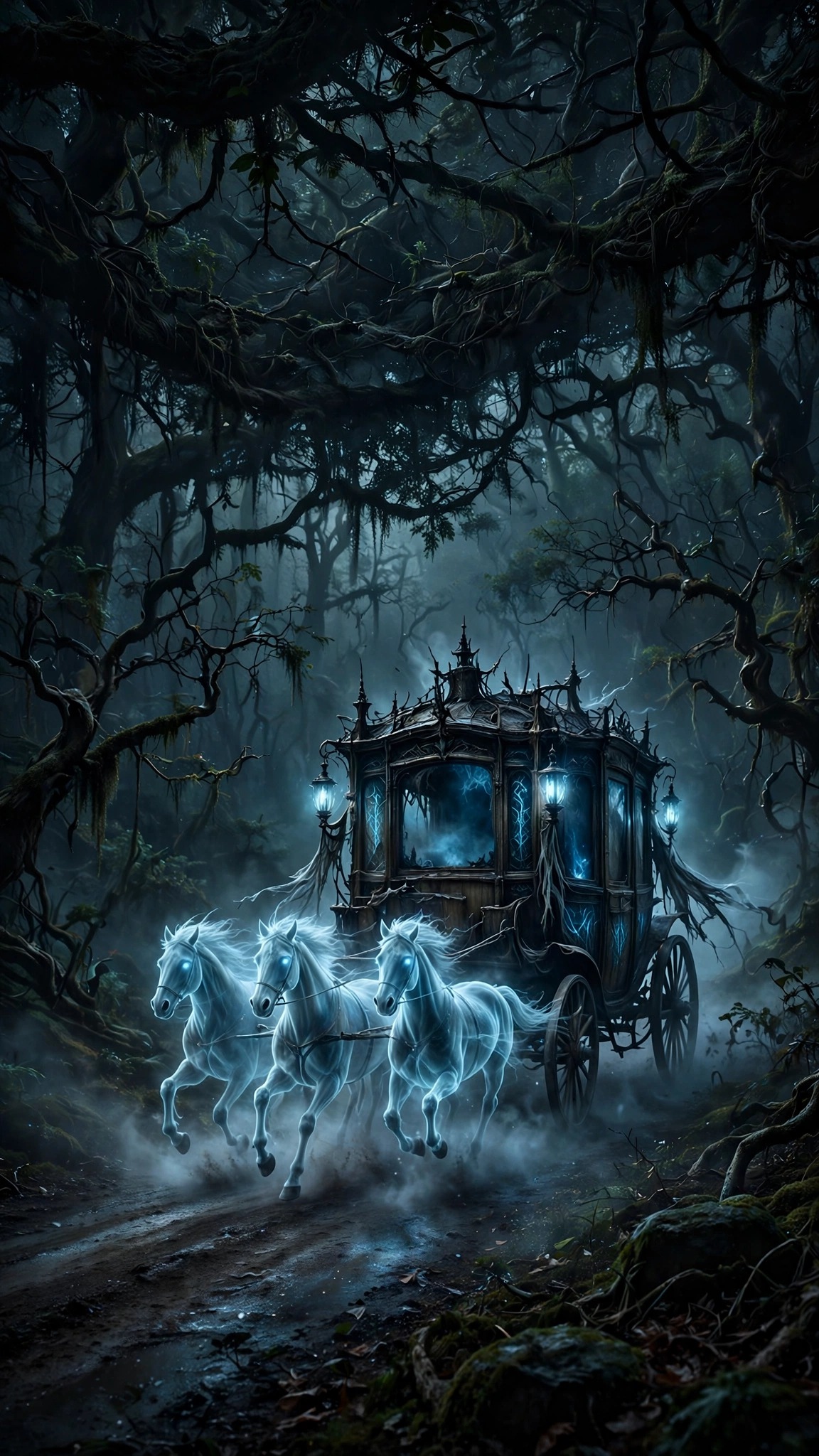 Phantom Carriage Mist Road wallpaper