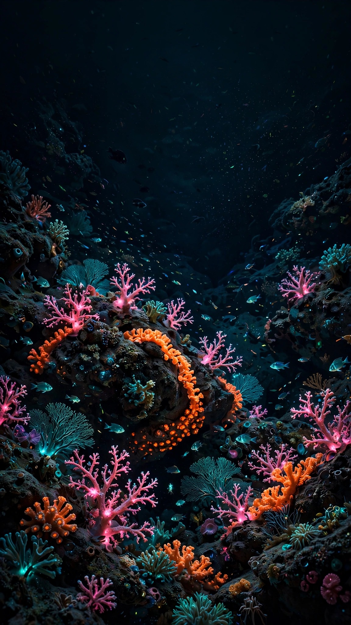Glowing Coral of the Abyss Reef dark wallpaper