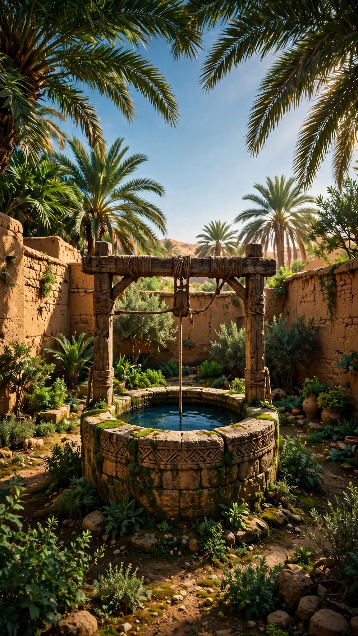 ancient stone oasis well