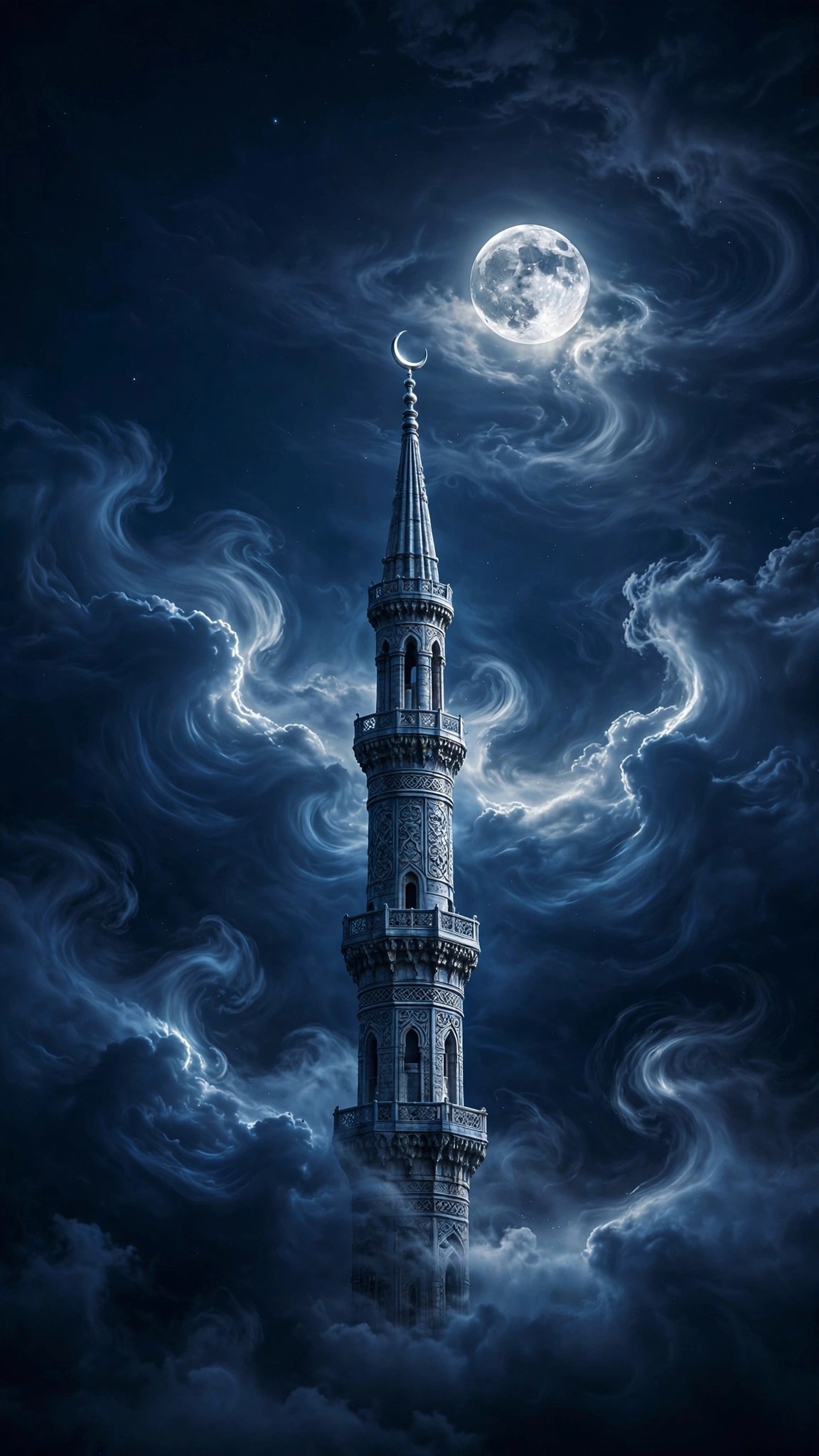minaret at moonrise
