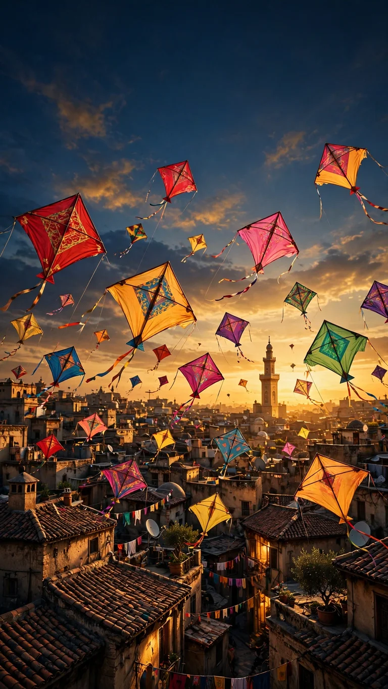 Paper Kites over Rooftop Festival - free Islamic wallpaper for phone